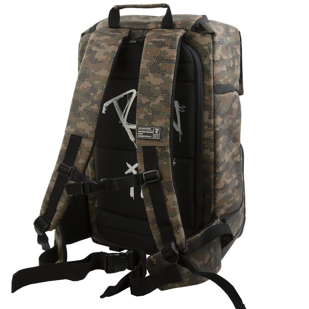 HEX x Rory Kramer Cinema Backpack, camo pattern, rear view