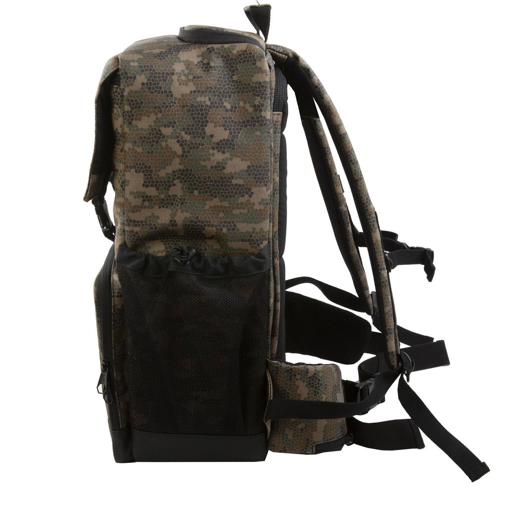 HEX x Rory Kramer Cinema Backpack, camo pattern, side view 2