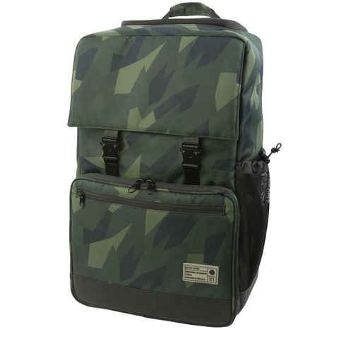 HEX Cinema Backpack, Green Camo. Front view.