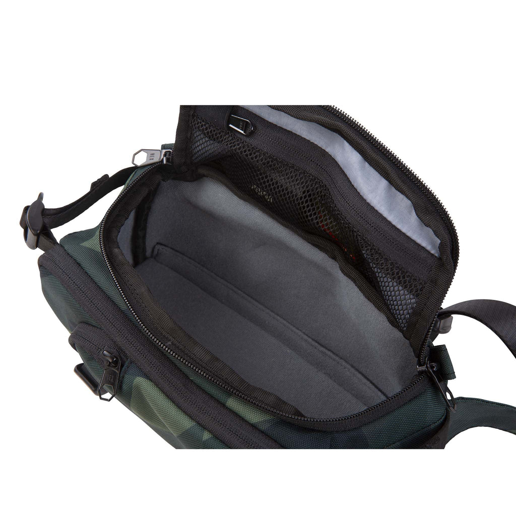 HEX Ranger DSLR Mini Sling, Camo, top view of main compartment