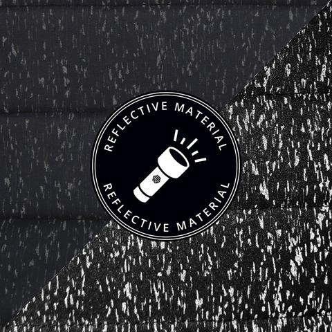 HEX Galaxy Patrol Backpack in black reflective view of graphic showing reflective iconn